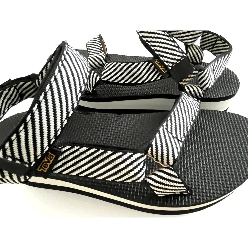 Teva Womens Flatform Sandals Size 9 Universal PlatformCandy Stripe Black White